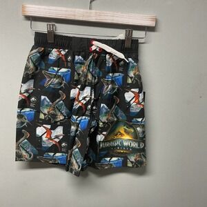 Jurassic World Rebirth Boys Swim Shorts Size 4/5 Black Dinosaur Theme‎